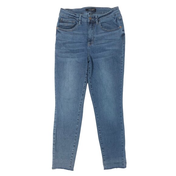 Judy Blue Jeans Size 28 Raw Hem Relaxed High Rise Stretch Blue Denim JB88259 - Picture 2 of 8